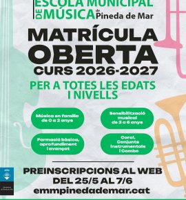 Matrícula oberta pel curs 2026-2027